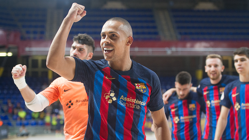 Ferrao celebra un gol del Barça.