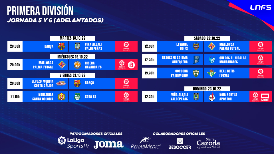 LaLigaSportsTV televisa esta semana partidos la Primera División| LNFS
