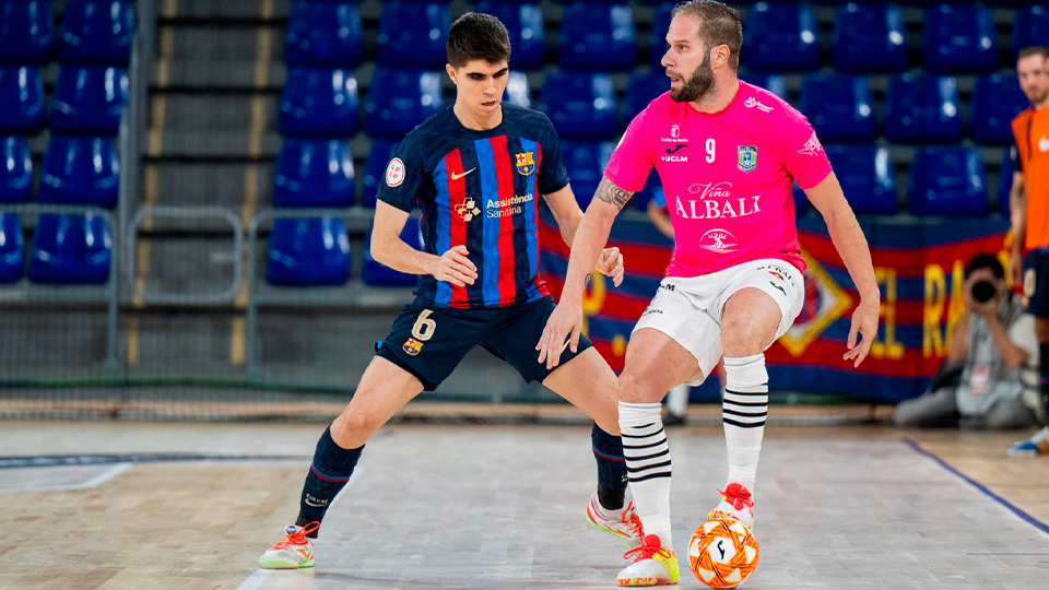 Antonio Pérez, jugador del Barça, y Solano, de Viña Albali Valdepeñas