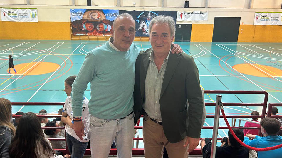 Luis Moreno, presidente de Rivas Futsal, junto a Javier Lozano, presidente de la LNFS