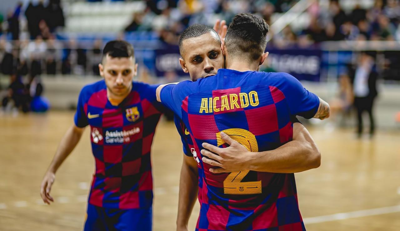 Los jugadores del Barça celebran un gol durante la UEFA Futsal Champions League 
 Foto: Barça