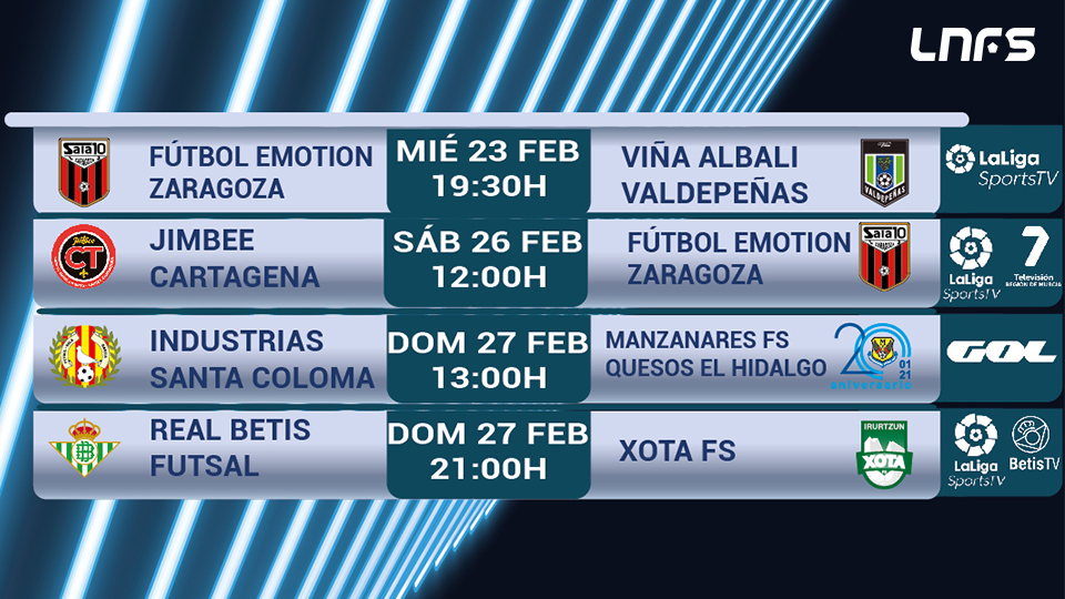 Fútbol Emotion Zaragoza Viña Albali Valdepeñas abren esta semana los cuatro partidos aplazados emitirá LaLigaSportTV y GOL – fútbolBaseCeuta
