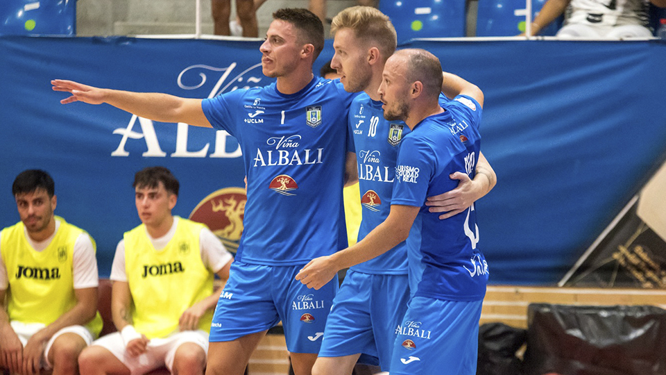 Los jugadores del Viña Albali Valdepeñas celebran un gol (Fotografía: ACP-FSV)