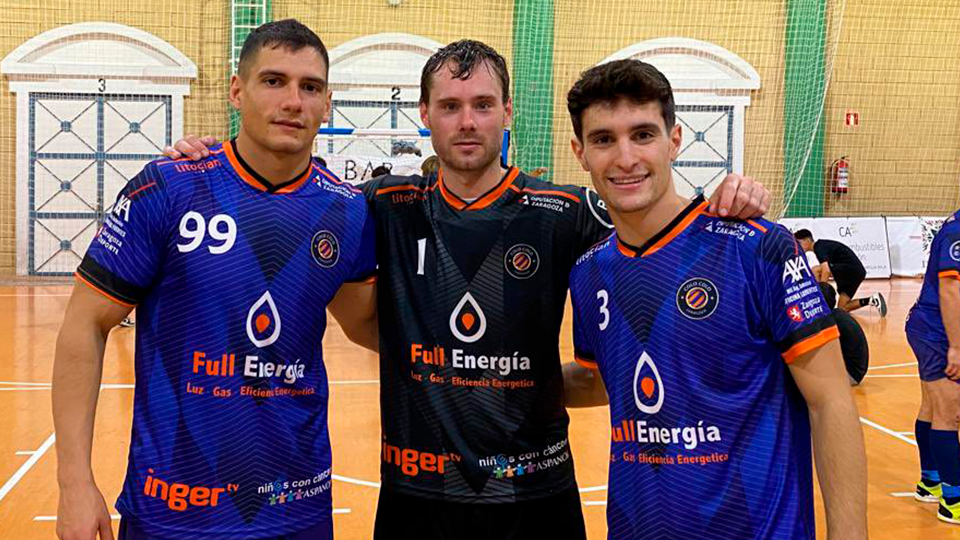 Iván Romero, Juan Zardoya y Óscar Chaparro, jugadores del Full Energía Zaragoza.