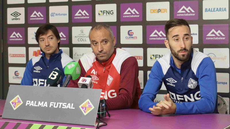 Chaguinha, Vadillo y Rivillos durante una rueda de prensa del Mallorca Palma Futsal.