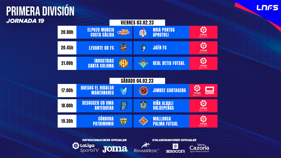 Seis encuentros televisados por LaLigaSportsTV en la Jornada 19 de Primera División