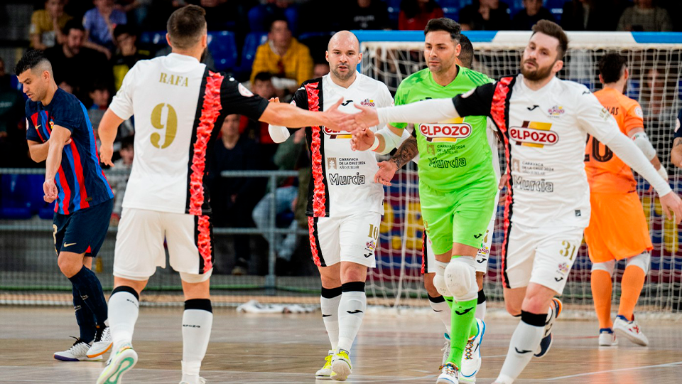 Rafa Santos, Taynan, Juanjo y Gadeia celebran un gol de ElPozo Murcia Costa Cálida