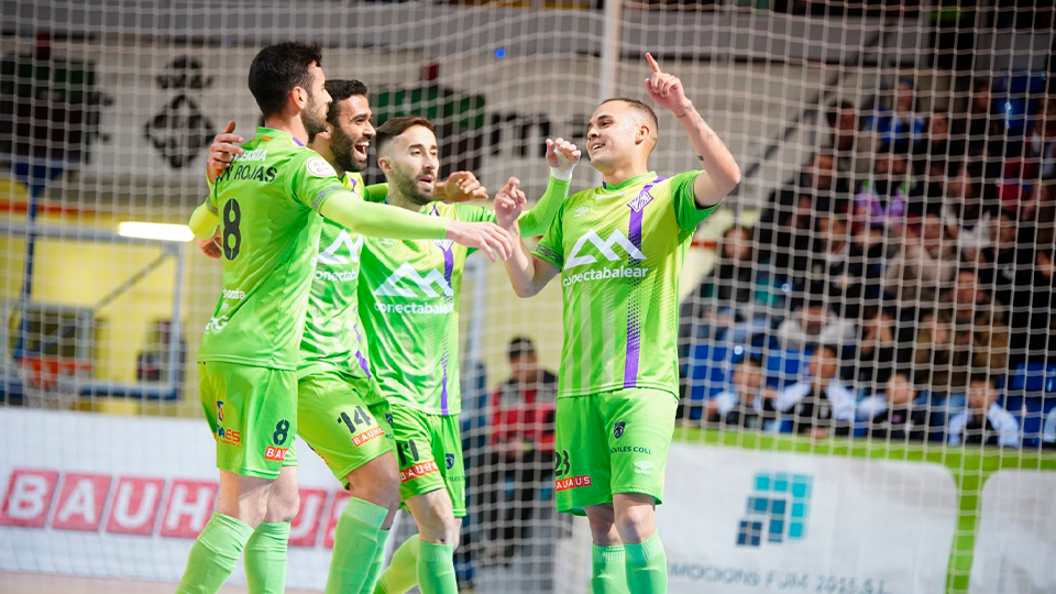 Los jugadores de Mallorca Palma Futsal celebran un tanto