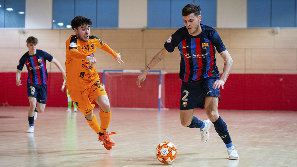 Ortas, jugador del Barça Atlètic, en el partido frente a Burela FS