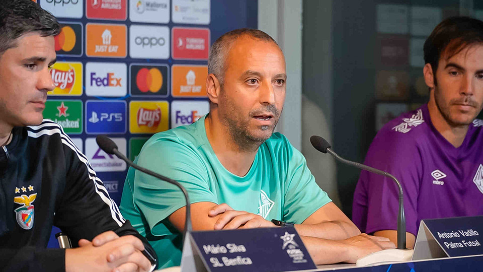 Antonio Vadillo, técnico del Mallorca Palma Futsal, durante la rueda de prensa de la UEFA