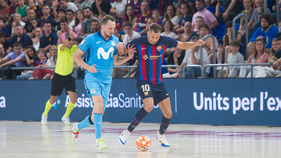 Pito, jugador del Barça, y Tomas Drahovsky, del Inter FS