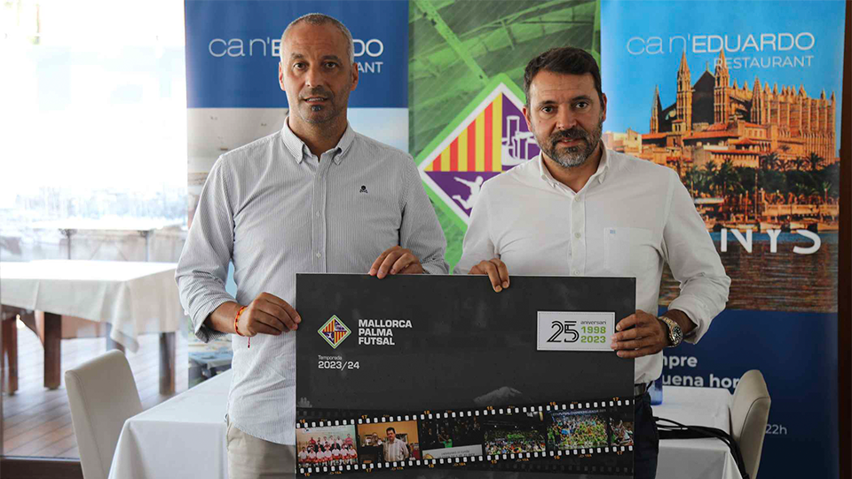 Antonio Vadillo y José Tirado, presentando la campaña de abonos de Mallorca Palma Futsal