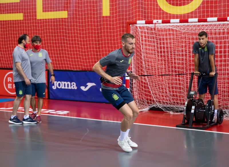 Sergio González y Eric Perez, durante un entrenamiento de la Selección Española