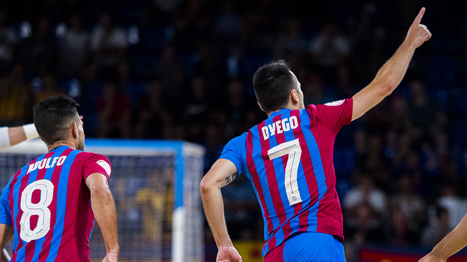 Dyego, del Barça, celebra un gol